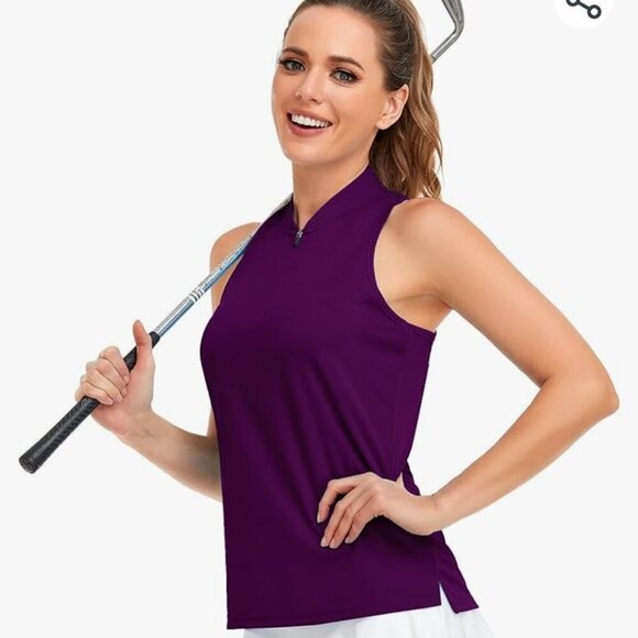 💥3/$30💥 New Womens Racerback Sleeveless Golf Polo Shirt T Shirts - Picture 1 of 7